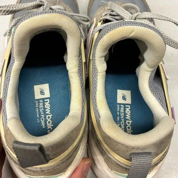 New Balance Women's 9 574 Sport Fresh Foam Grey Purple Teal Sneakers Running - Picture 6 of 16